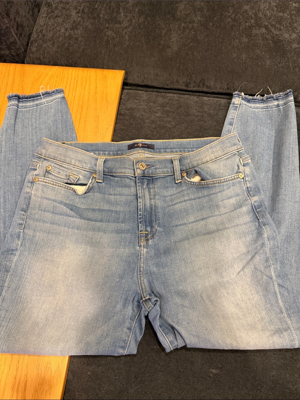 7 For All Mankind Light Wash Cropped Ankle Jeans
